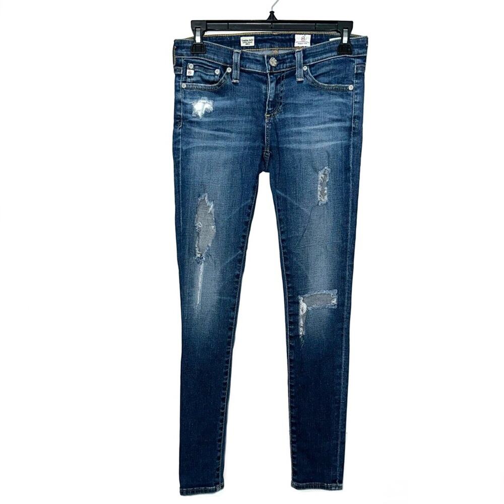 AG Adriano Goldschmied Super Skinny Distressed Ankle Denim Legging Size 25R